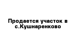 Продается участок в с.Кушнаренково